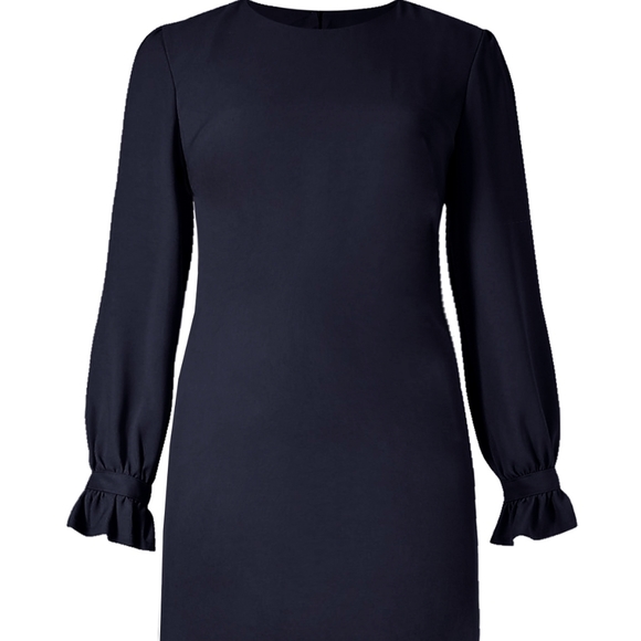 Frill Cuff Tunic Navy Dress - Picture 2 of 7